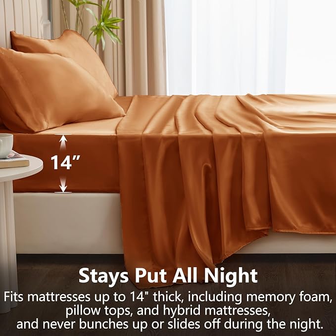 CozyLux Satin Sheets Queen Size Bed Set - Image 4