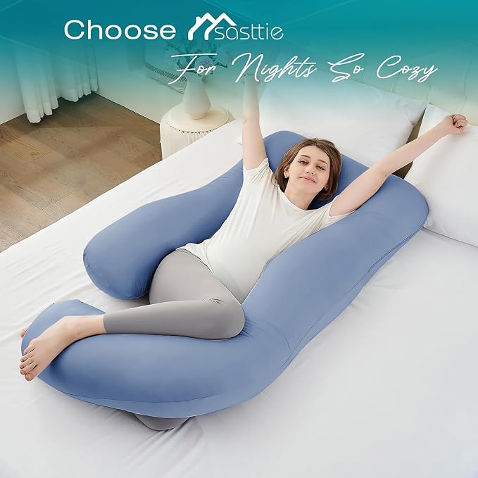 Sasttie Pregnancy Pillows for Sleeping, Jumbo U Shaped Cooling Full Body Pillow - Image 5