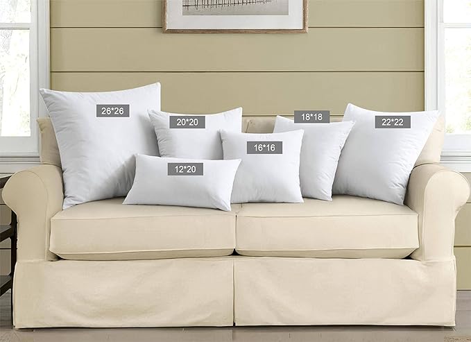 puredown® 16x16 Feathers Down Pillow Inserts, Bed Decor - Image 8