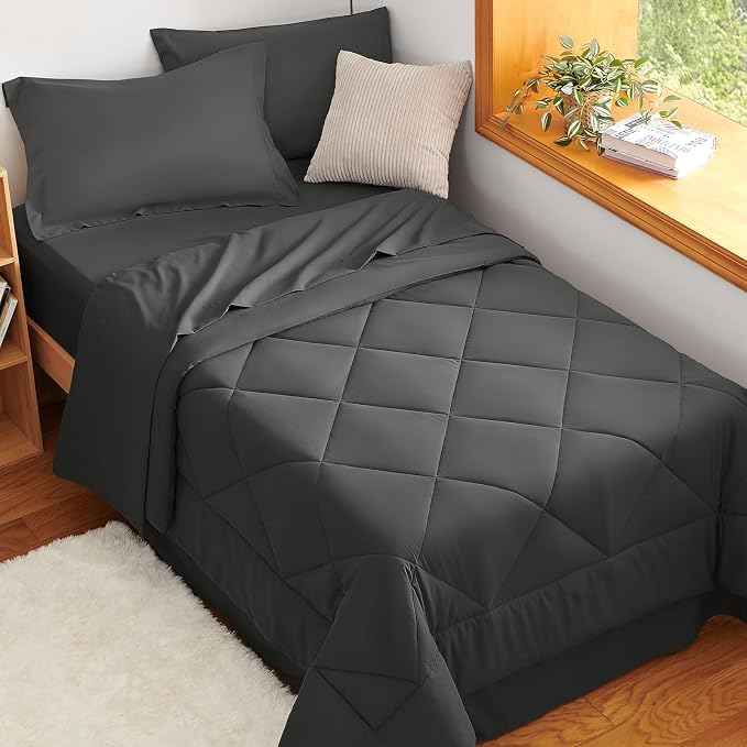 CozyLux Twin XL Comforter Set Dark Grey - Image 5