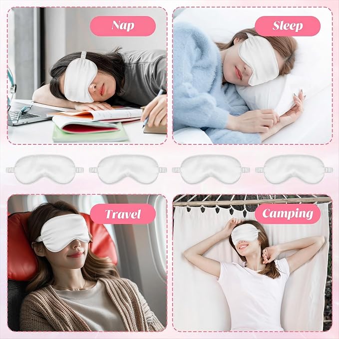 Silk Sleep Eye Mask 4 Pack Mulberry Silk Sleep Mask Eye Cover Blindfold - Image 4