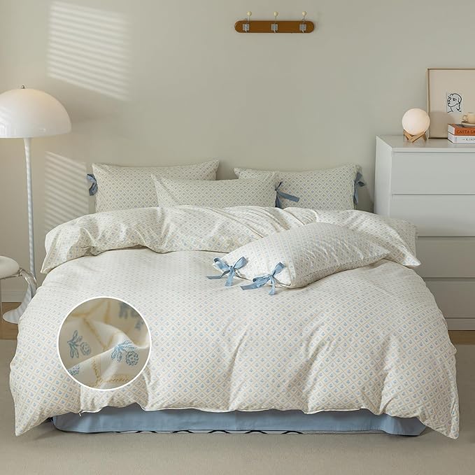 mixinni Blue Floral Duvet Cover Set Twin XL - Image 2