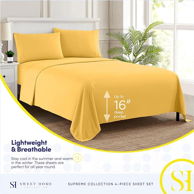 1800 Thread Count Sheet Set – Soft Egyptian Quality Brushed Microfiber Sheets – - Image 3