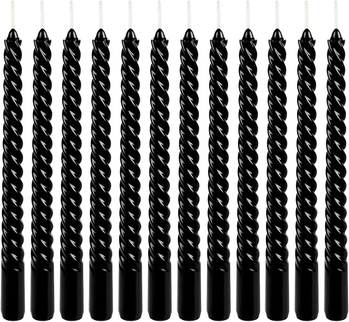 WPONSZU 10 Inch Black Spiral Taper Candle Set, 12 Pack Unscented Dripless - Image 2