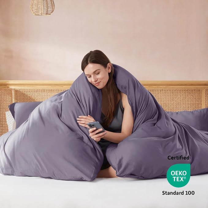 Nestl Grayish Purple Duvet Cover King Size - Image 3