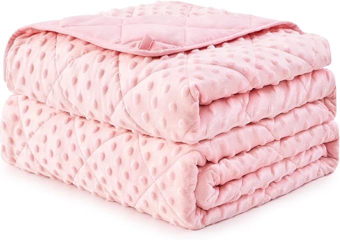 Pink Weighted Blanket for Adults 15lbs, Twin Full Size Cooling Minky Heavy - Image 9