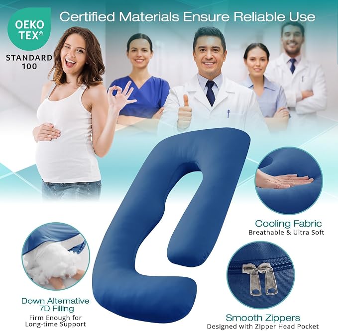 Sasttie Pregnancy Pillows for Sleeping, U Shaped Cooling Full Body Pillow - Image 3