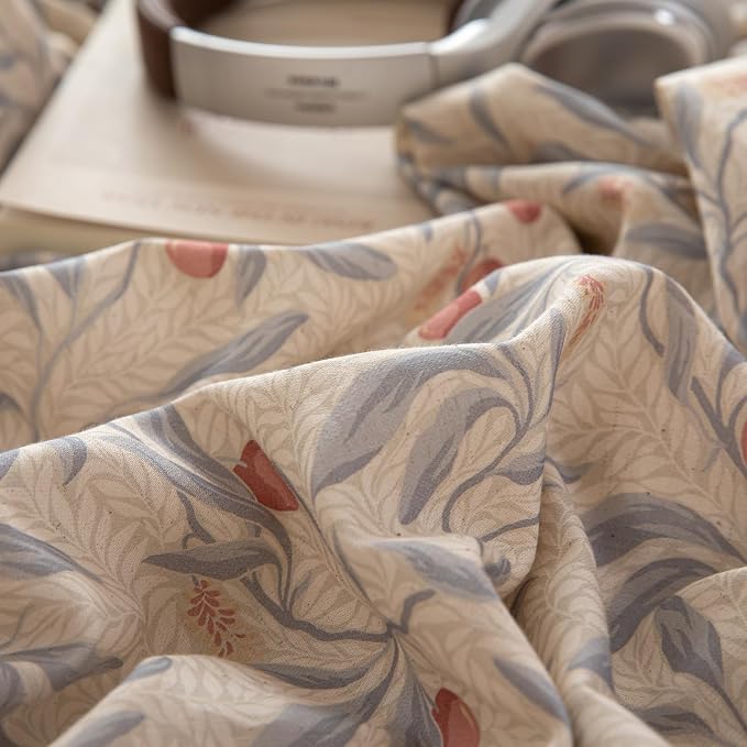 mixinni Cotton Linen Floral Duvet Cover Set, Vintage Botanical Print Comforter - Image 8