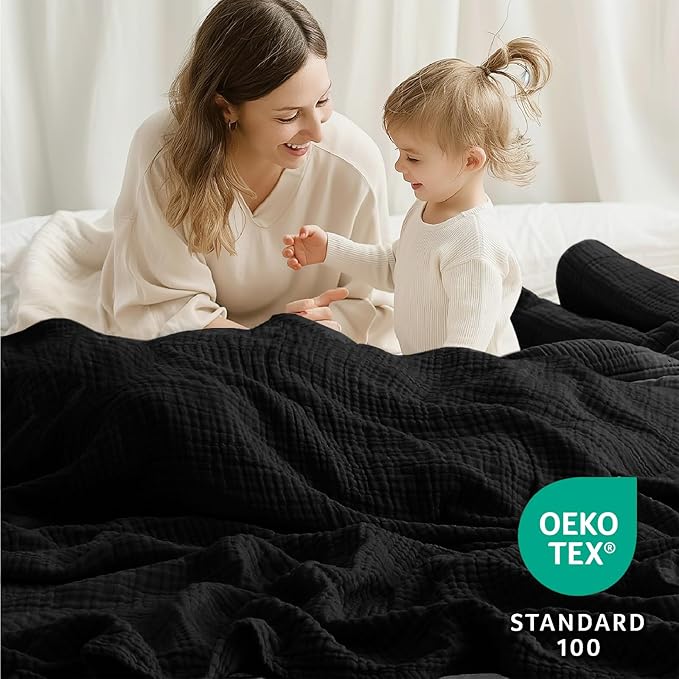 100% Cotton Muslin Blanket King 108" x 90", 6 Layers Breathable and Lightweight - Image 6