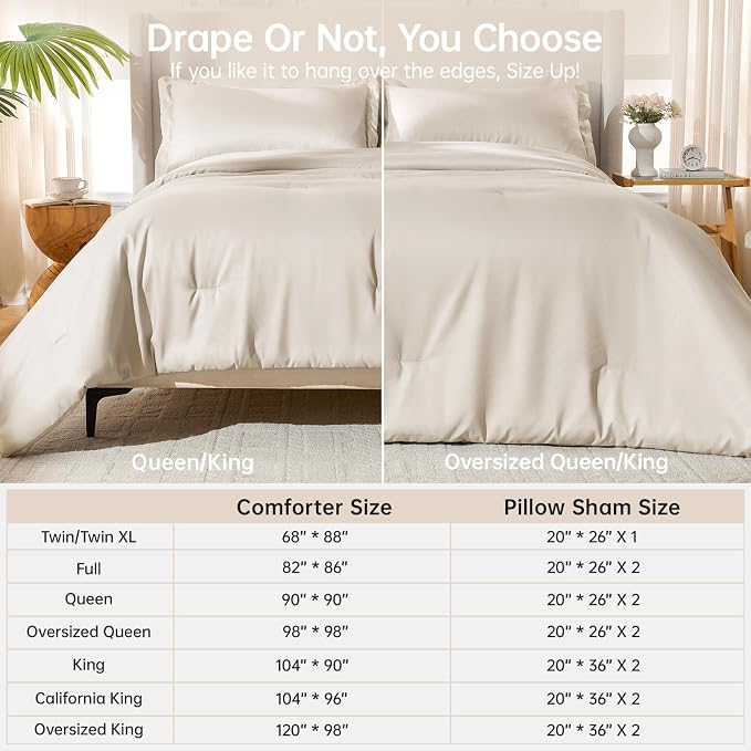 MUXHOMO Beige Full Comforter Sets, All Season Ultra Soft Down Alternative - Image 8
