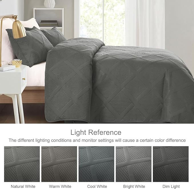 Exclusivo Mezcla Oversized King Quilt Set- Grey Cal King Quilts Bedding Set - Image 3