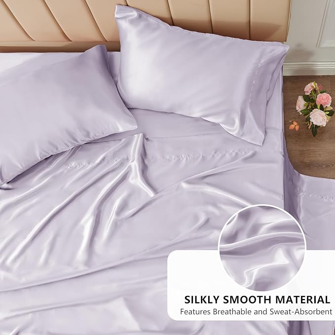 CozyLux Satin Sheets King Size Sheet Set - Image 3