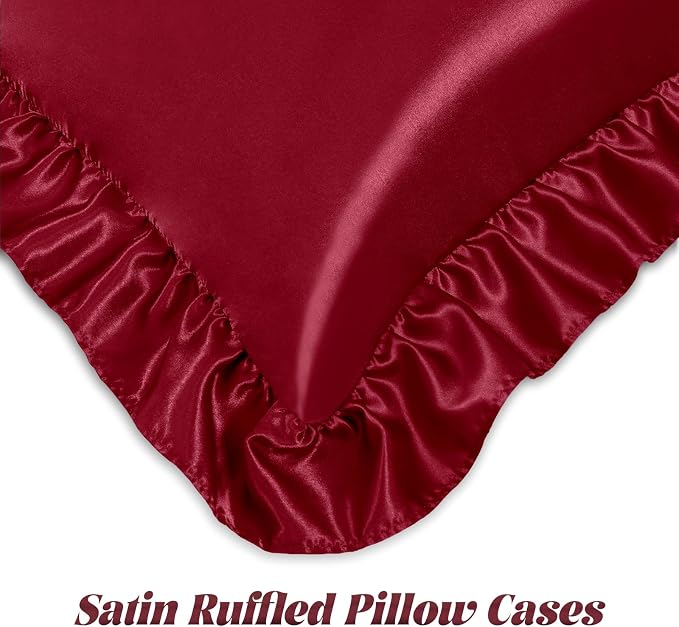 Homiest Ruffle Satin Body Pillow Cover, Silky Satin Body Pillowcase - Image 4