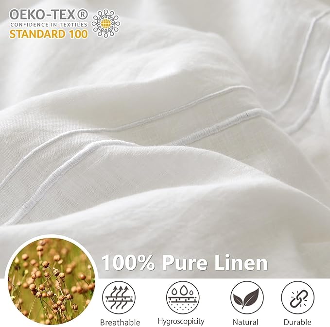 Simple&Opulence 100% Washed Linen Duvet Cover Set 78"x86" - Image 3