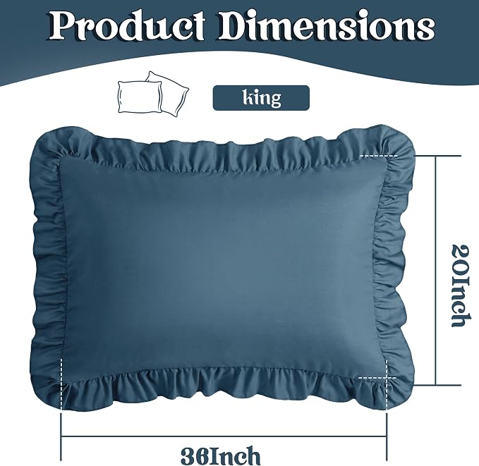 KKJIAF Ruffle Pillow Cases King Size Set of 2, Ruffled Pillow Covers - Image 3
