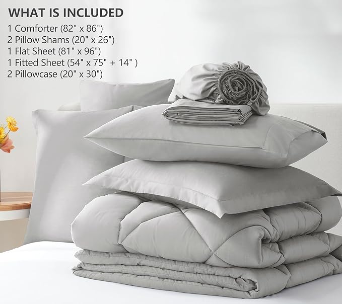 CozyLux Full Size Comforter Sets Light Grey - Image 6