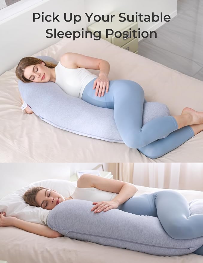 Momcozy Pregnancy Pillows for Side Sleeping, J Shaped Maternity Body Pillow for - Image 9
