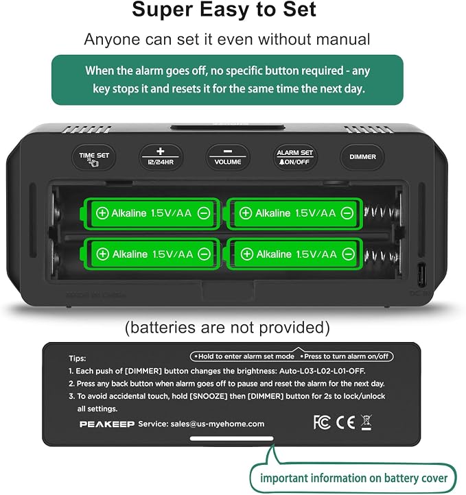 Peakeep Small Battery Powered Digital Alarm Clocks - Image 7