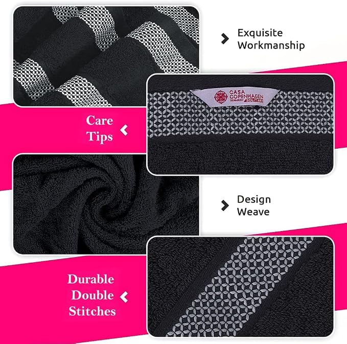 CASA COPENHAGEN Solitaire 6Pcs 100% Egyptian Cotton Large Designer Towels Gift - Image 4