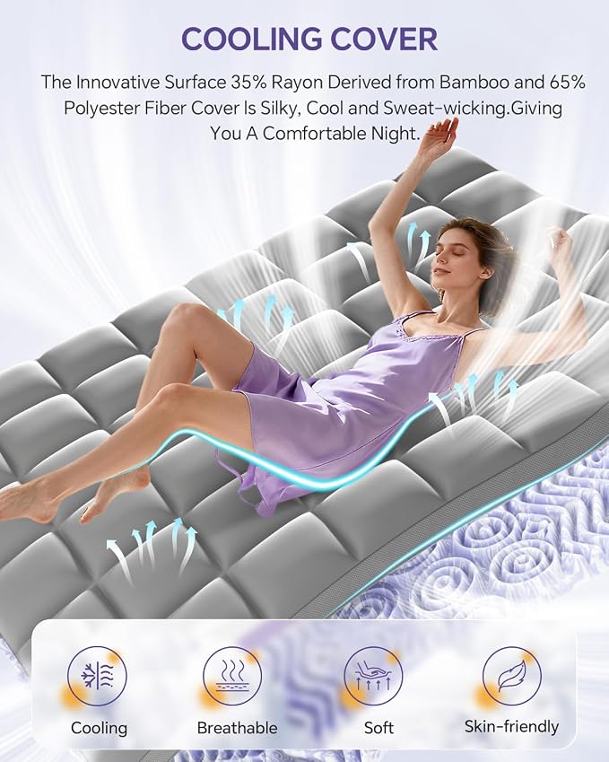 ChiXpace Dual Layer 5 Inch Memory Foam Mattress Topper King - Image 6