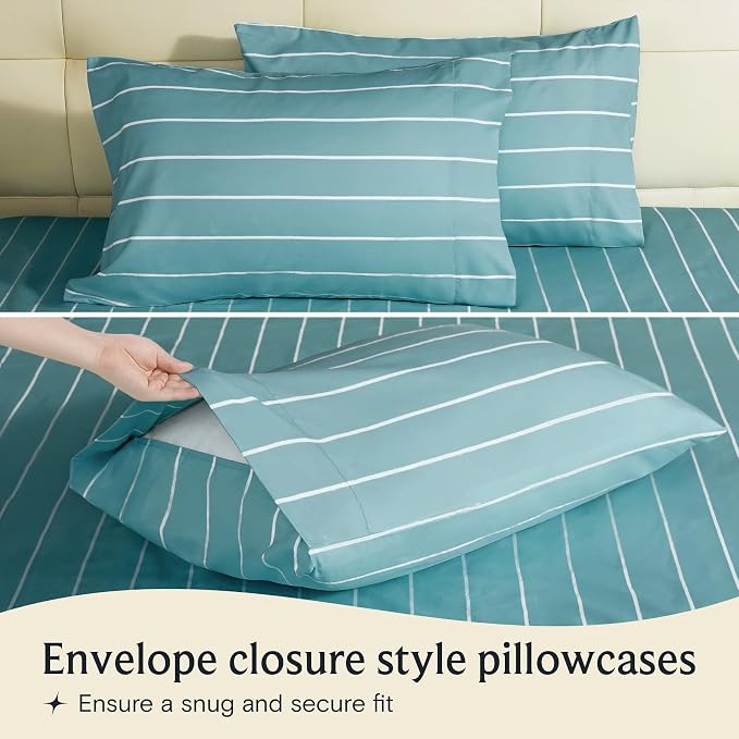 LuxClub 4 PC Cal King Size Sheet Set, Breathable Luxury Bed Sheets, Deep - Image 4
