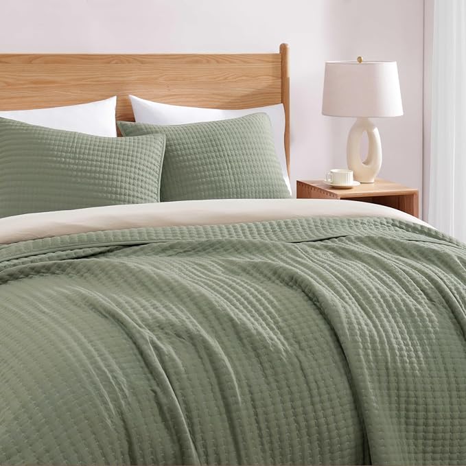 WRENSONGE King Size Quilt-3 Pieces Lightweight Bedspreads Sage Green King Quilt - Image 3