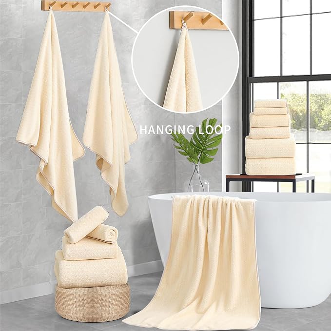 Ultra Soft Bath Towel Set, 12 Piece Family Bathroom Towel Set - Image 2