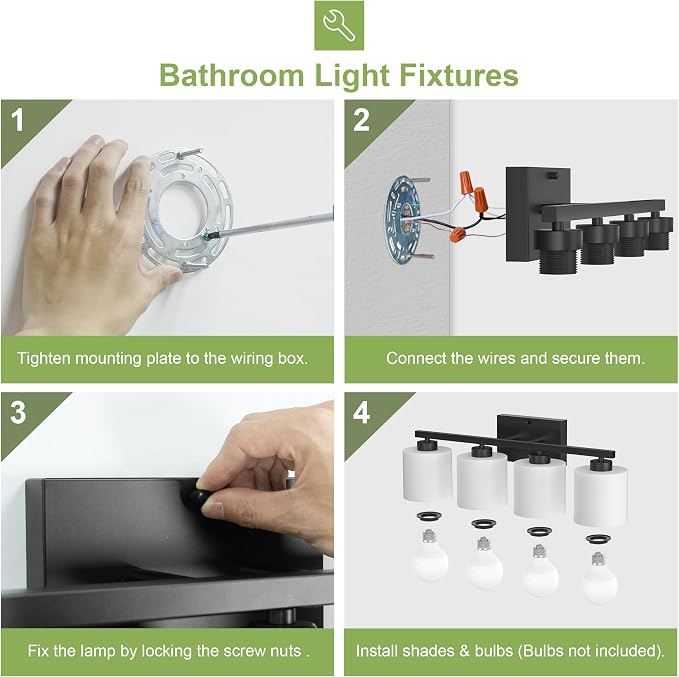 Honesorn 4-Light Vanity Lights, Matte Black - Image 7