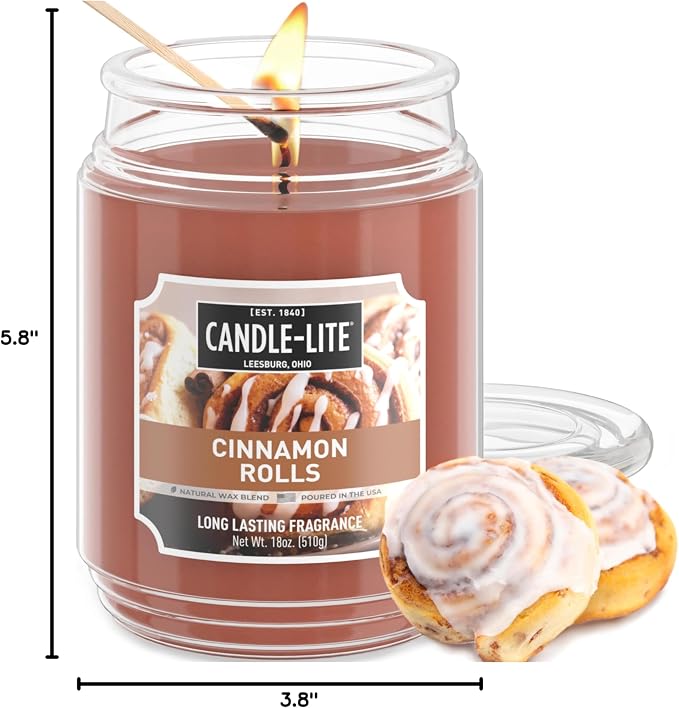 Candle-lite Fall Scented Candles, Cinnamon Rolls, 18 oz Jar, Proudly Poured in - Image 8