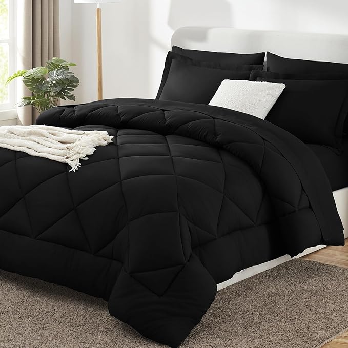 CozyLux California King Comforter Set Black by CozyLux