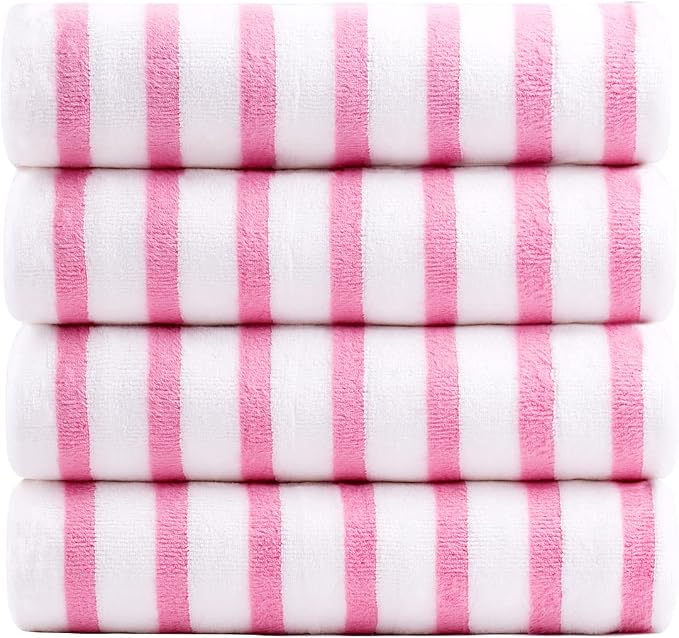 JML Beach Towels, 4 Pack, Large Microfiber Bath Towel Set, Cabana Stripe - Image 2