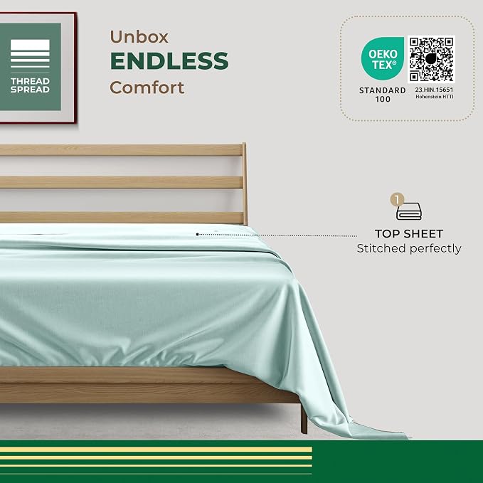 THREAD SPREAD 100% Organic Cotton Percale Flat Sheet King Size - Image 3