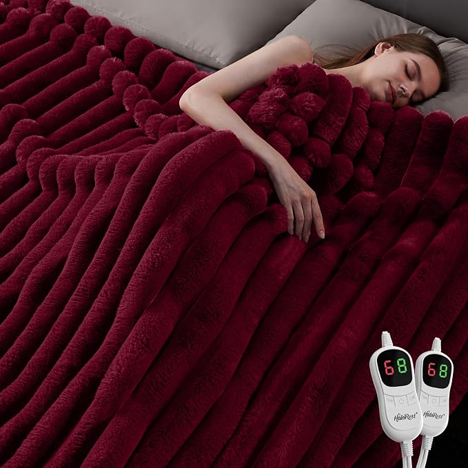 Heated Throw Blanket, Faux Fur Cozy Heating Blanket - Image 6