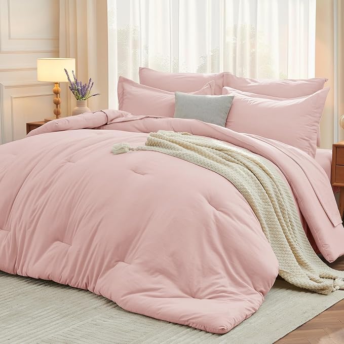 MUXHOMO 7 Pieces Full Comforter Set, Soft Bed in a Bag Full Size, All Season by MUXHOMO