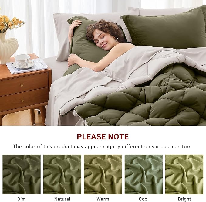 MUXHOMO 7 Pieces California King Comforter Set, Reversible Bed in a Bag Cal - Image 4