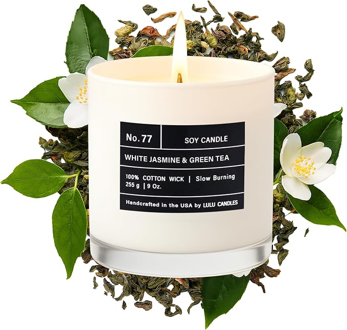 Lulu Candles | White Jasmine & Green Tea | Luxury Scented Soy Jar Candle | Hand by LULUCANDLES