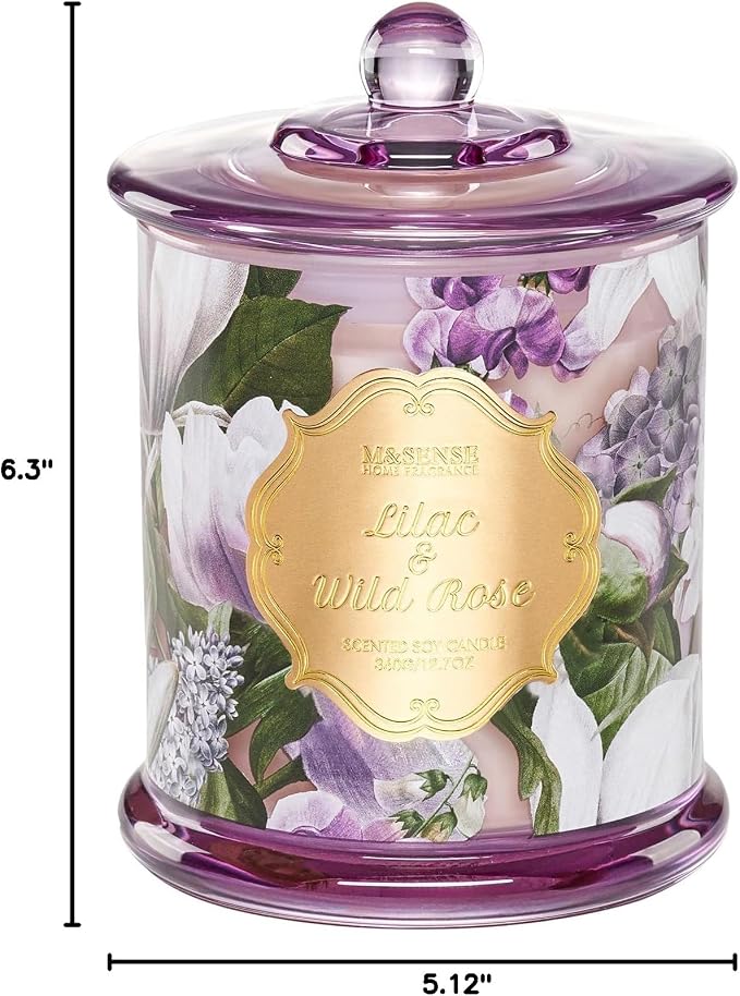 M&SENSE Lilac Rose Spring Floral Scented Candle, 2-Wick 12.7oz 75H Non-Toxic - Image 9