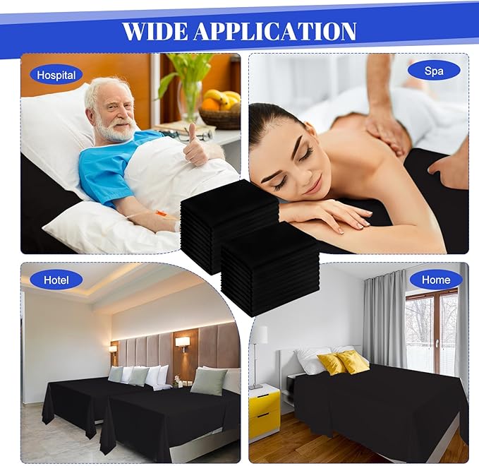 Preboun 10 Pcs Black Flat Sheets Bulk Twin Size Soft Microfiber Top Flat - Image 6