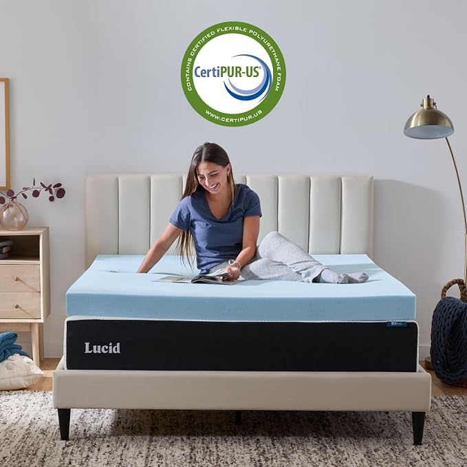 Lucid 4 Inch Memory Foam Mattress Topper, Full Size – Cooling Gel Bed Topper – - Image 4