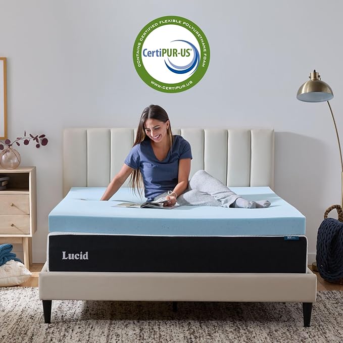 Lucid 4 Inch Memory Foam Mattress Topper, Queen Size – Cooling Gel Bed Topper – - Image 5