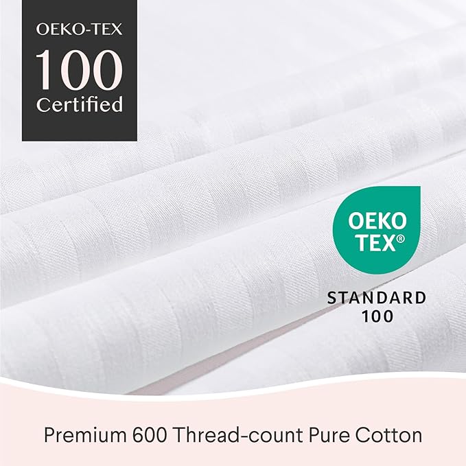 FAUNNA 600TC 100% Cotton Pillow Protectors, Standard Size, 2 Pack, Oeko-TEX - Image 2