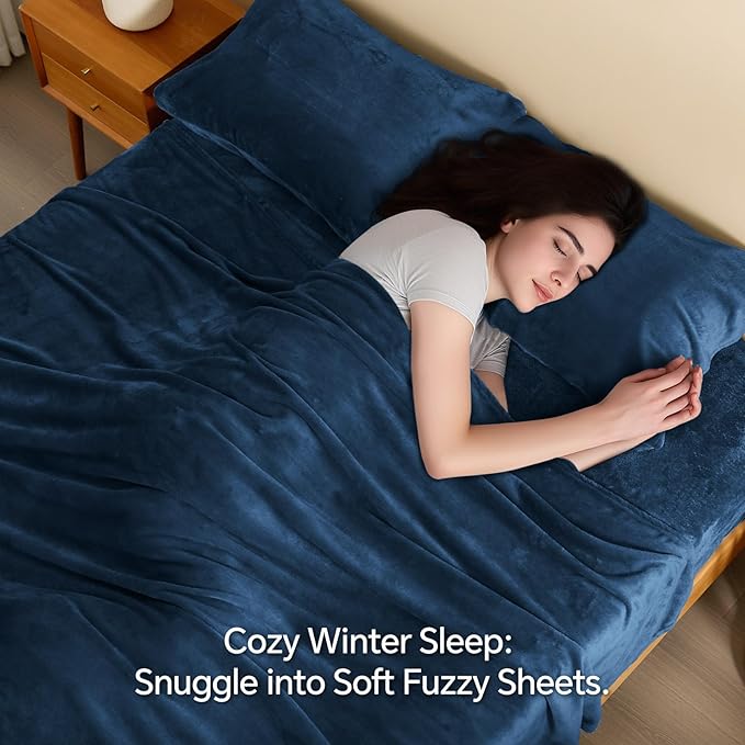 BEDELITE Flannel Sheets Queen Size Navy - Image 3