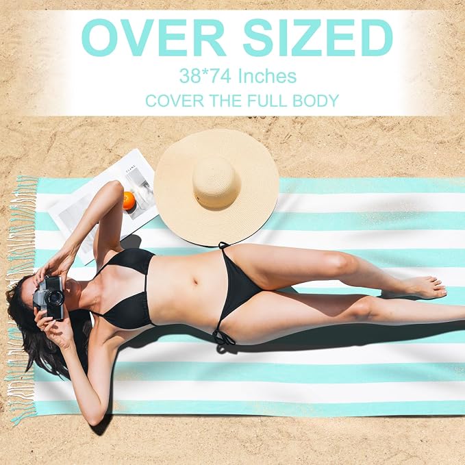 Genovega 6 Oversized Cotton Turkish Beach Bath Towel Set Bulk 74"x38" Extra - Image 3