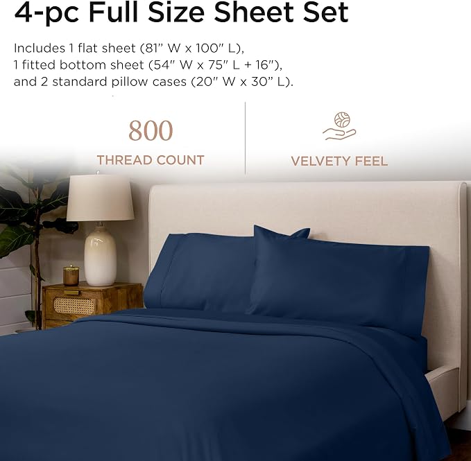 Threadmill Luxury 800 Thread Count Full Size 100% Cotton Sheets - Image 2