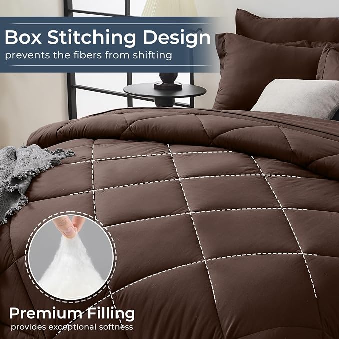 HEVUMYI Brown Twin Comforter Set - Image 4