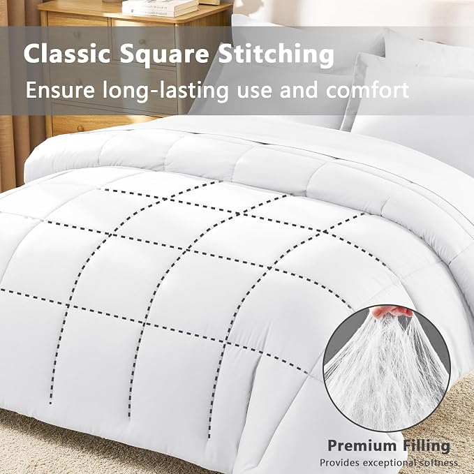 CozyLux Oversized King Comforter Sets White, 7 Pieces Bed in a Bag, 120x98 Box - Image 4