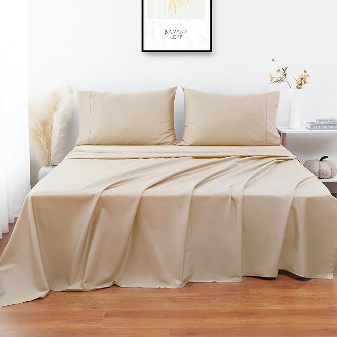 Flat Sheet Only King Size, 400 TC 100% Egyptian Cotton Flat Sheet -Beige Cotton - Image 4