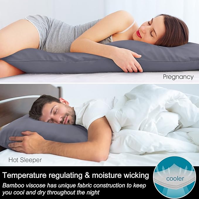 BEDELITE Body Pillow Cover, Rayon Made from Bamboo, Cooling Body Pillow - Image 3