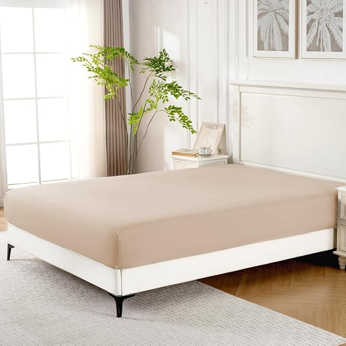 ROSE&RISY Khaki Full Fitted Sheet, Soft and Breathable - Image 2