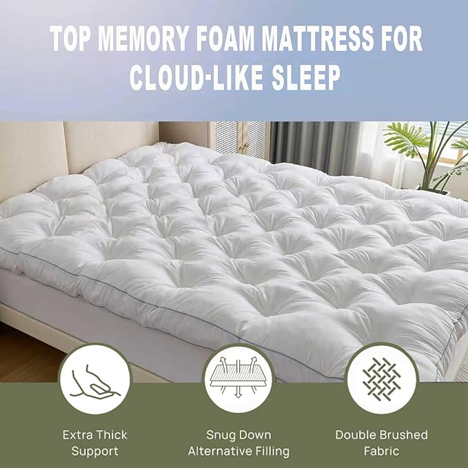 SHOUREN 5 Inch Memory Foam Mattress Topper California King - Image 3